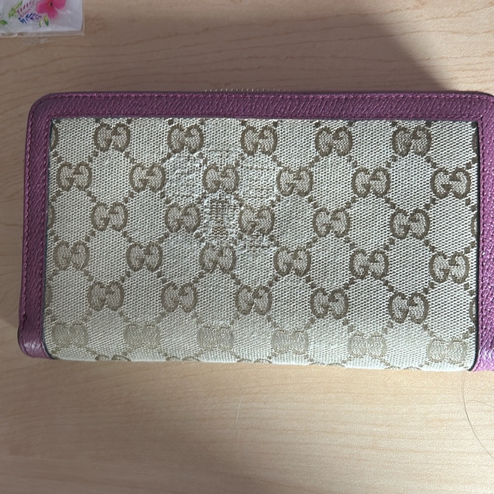 Gucci Monogram Long Wallet in Canvas with Purple Leather Edge coating - Picture 3 of 11